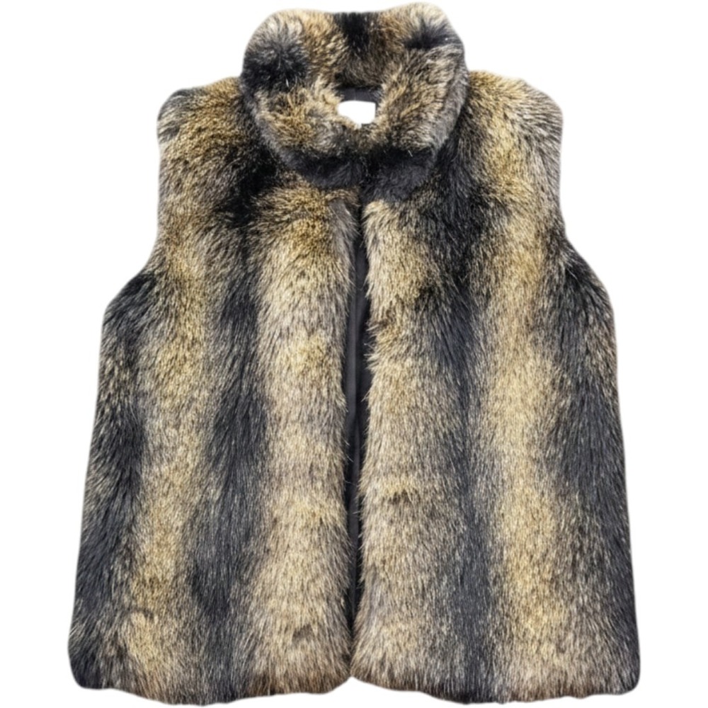 Alberto Makali Faux Fur Vest Womens XL Brown Excellent Snakeskin Back Open Front